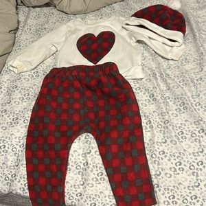 Chick Pea Plaid Fleece Christmas Outfit - 6-9 months